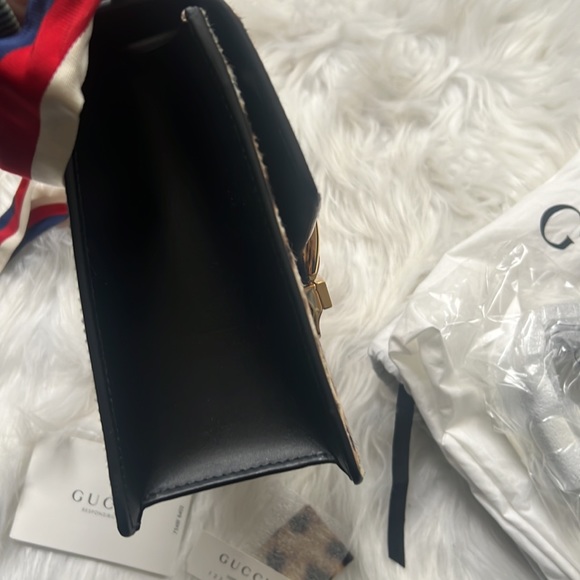 💯% Auth GUCCI Leather Bag - Sylvie Calf Hair Harako Leopard Print Shoulder Bag - Picture 14 of 17